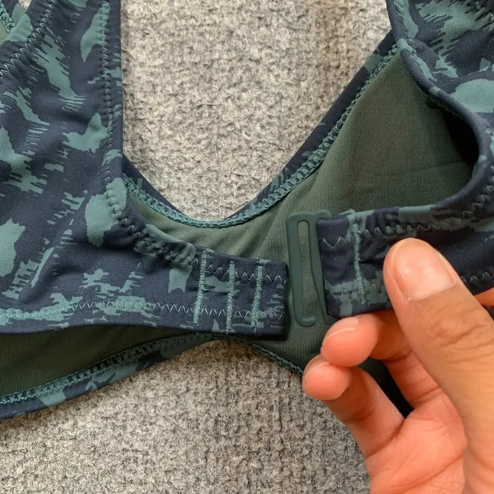 Vuori Bikini Set Womens L Large Aqua Leopard Print Padded Triangle Top Bottom